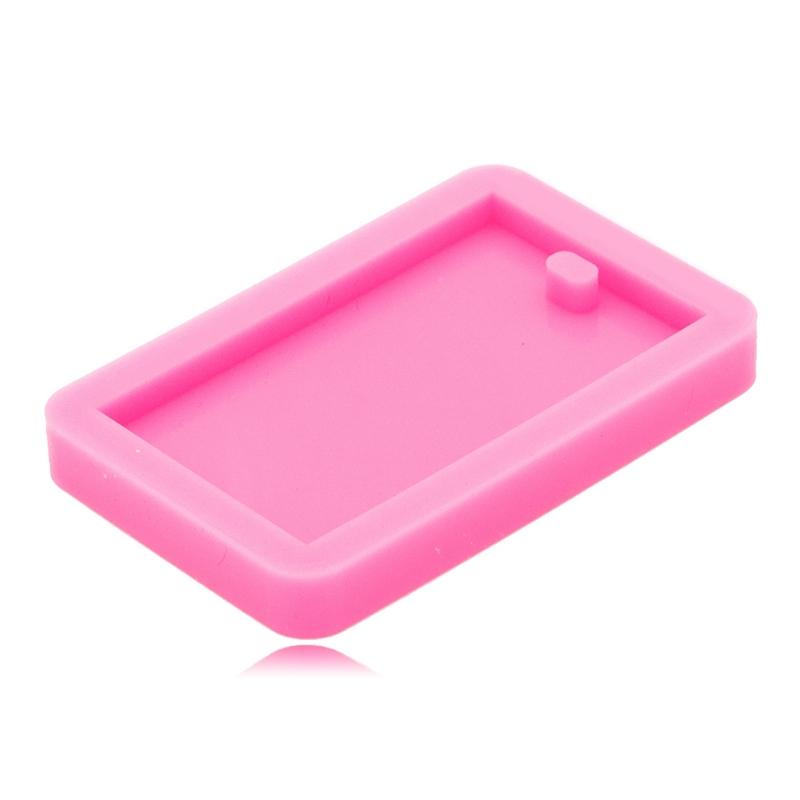 Rectangle Tag Keychain Silicone Mold with Hole for DIY Fondant Mold Trinket Gum Luggage Tag Cake Decoration Pendant