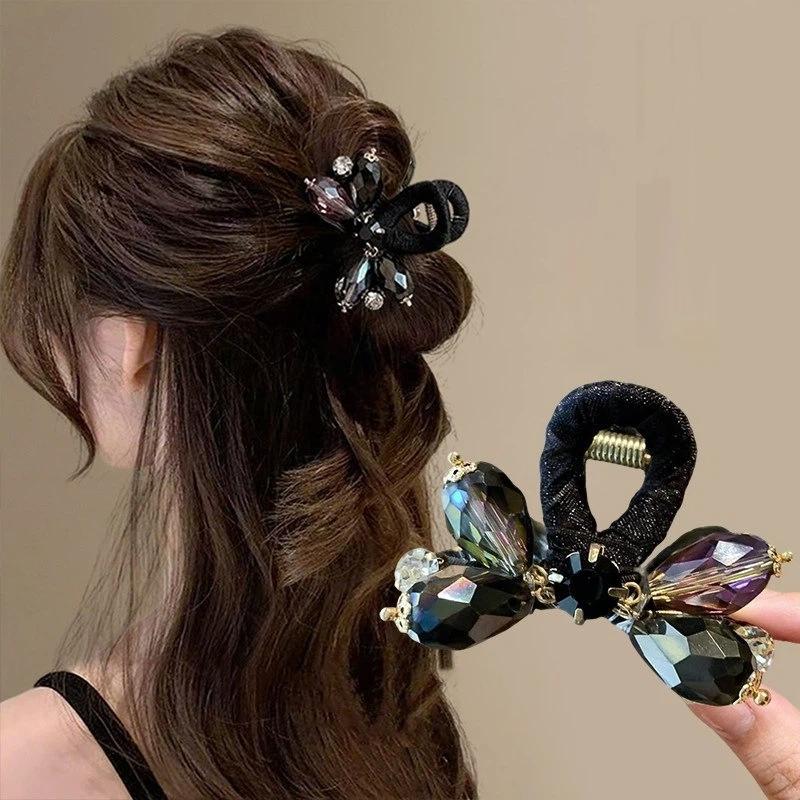 Crystal Half-Up Hair Clip Exquisite Rhinestone Side Hair Clip Shark Clip For Women