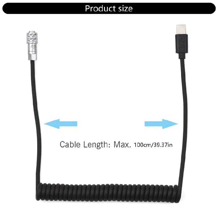 USB Type C PD Power Supply Cable with Led Light for BMPCC 4K 6K Camera Spring Wire