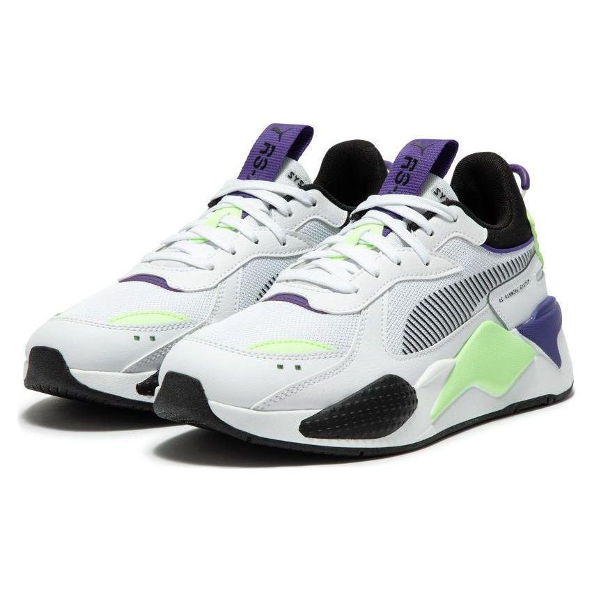 Puma Rs-X Geek Fabric Mesh Synthetic Leather Sports Comfort Low-Top Lifestyle Sneakers Unisex Sneakers White Purple Green 391174-05