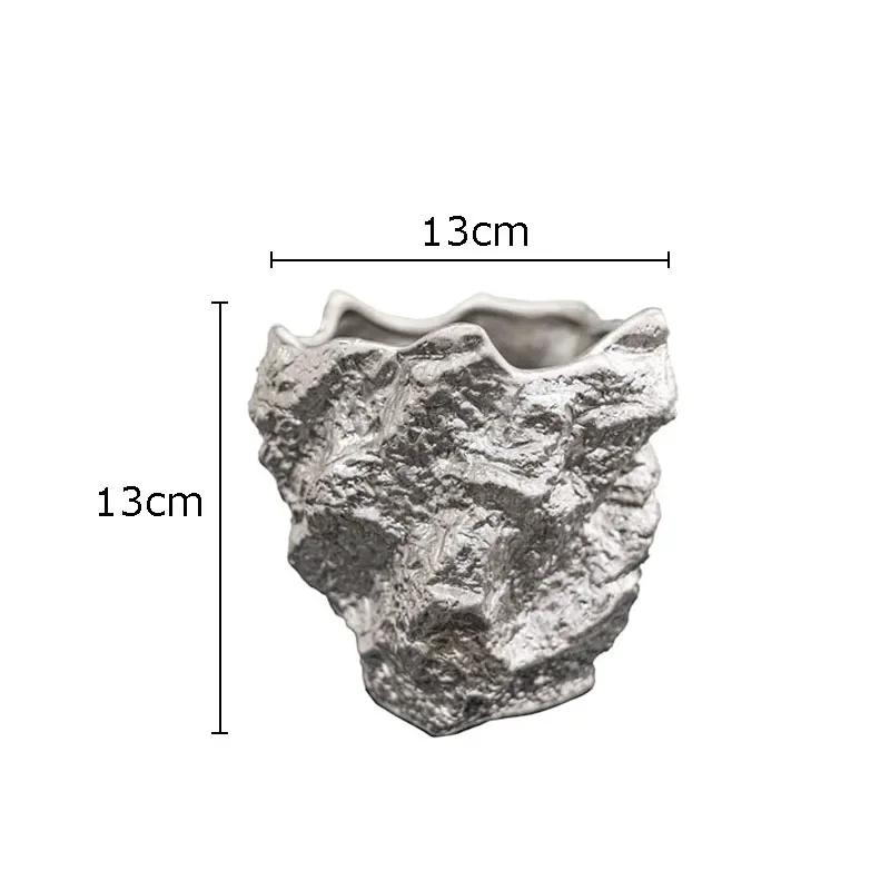 

Gold-plated Simulation Stone Ceramic Vase Rock Shape Porcelain Flower Pots Decorative Flowers Arrangement Desk Decoration Vases