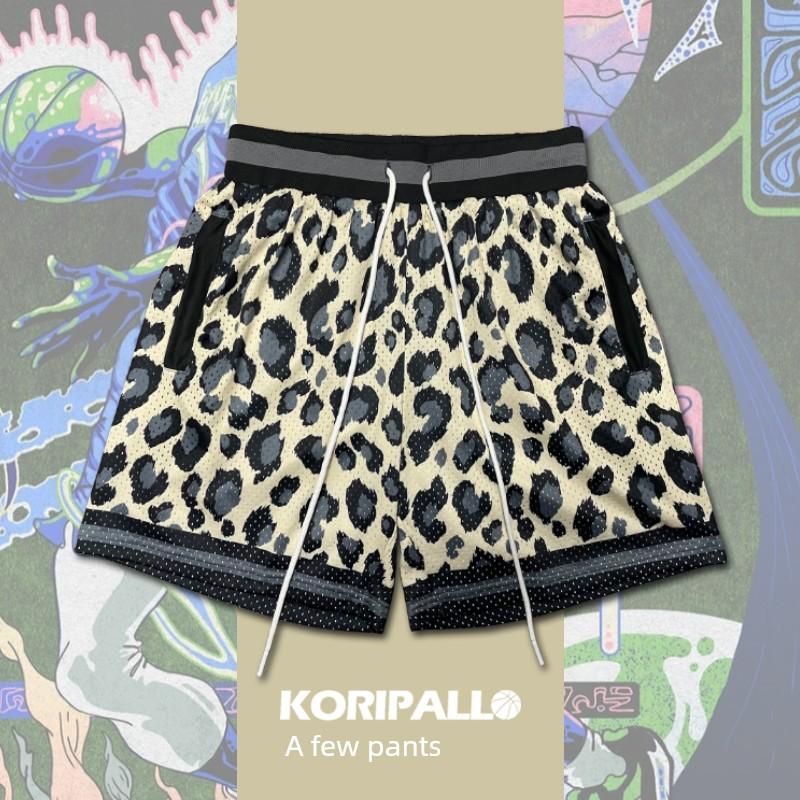 Street-Style Retro American Basketball Sports Shorts, Leopard Print, Double-Layer Mesh, Breathable Running Training Shorts, Knee-Length, Men s 2XL жёлтый