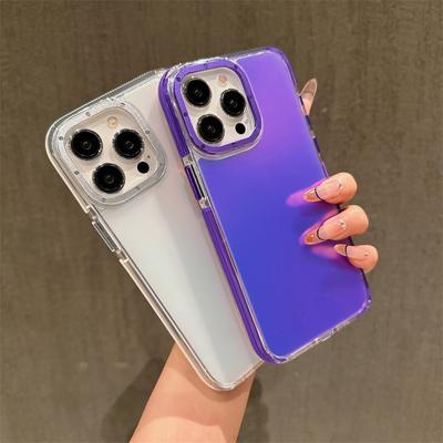 Color Changing Acrylic Tpu Anti-fall Bumper Case for Iphone 15 14 13pro 11 12 14pro 15pro Max Clear Cover