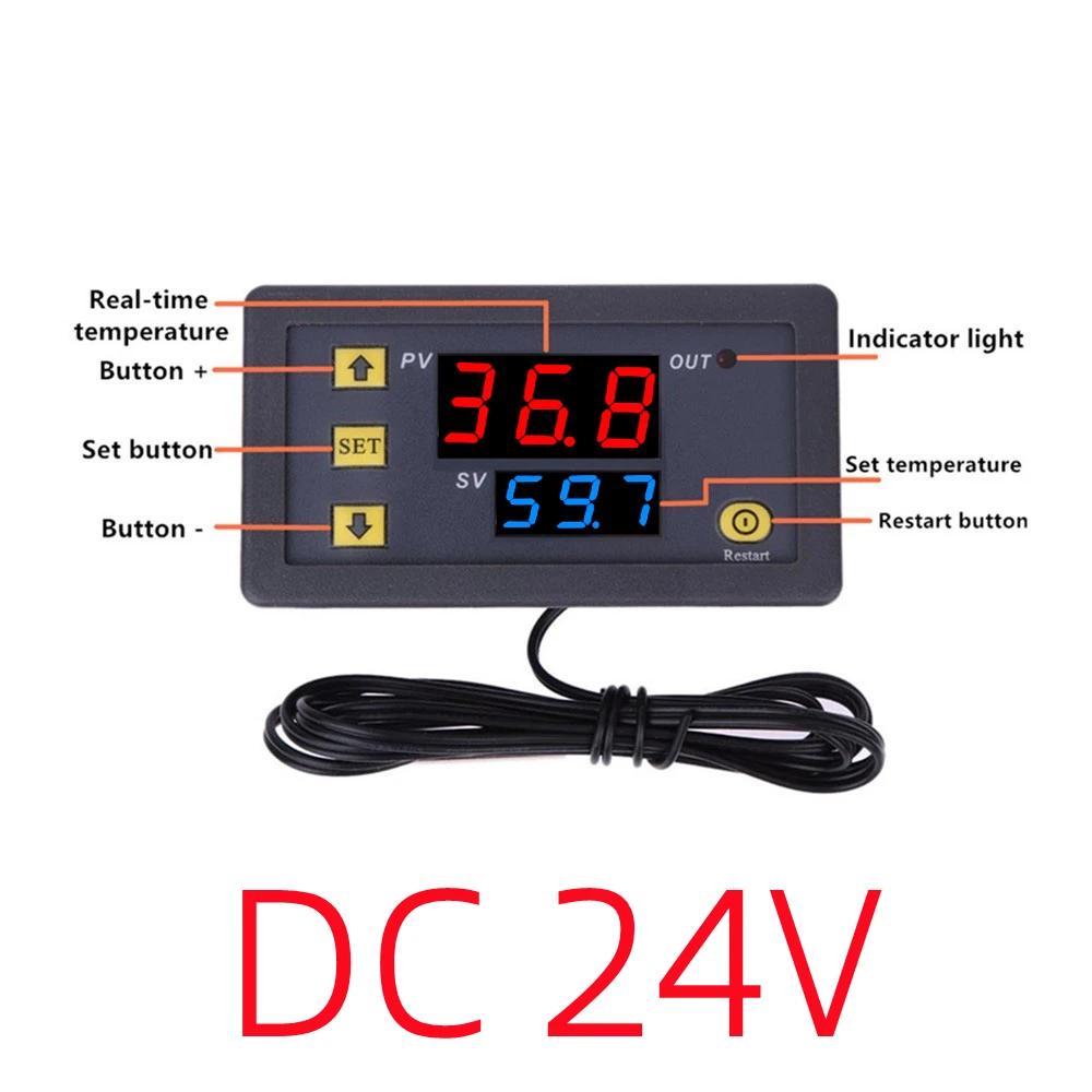 Mini W3230 DC 12V 24V AC110-220V Probe Line Digital Temperature Control LED Thermostat Regulator Heat/Cooling Control Instrument