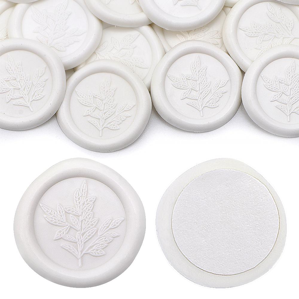 10st Eukalyptus Vaxsigill Stämpelklistermärken, Vita Växt Bröllop Självhäftande Vaxsigill Klistermärken, Dekorera Bröllopsinbjudan