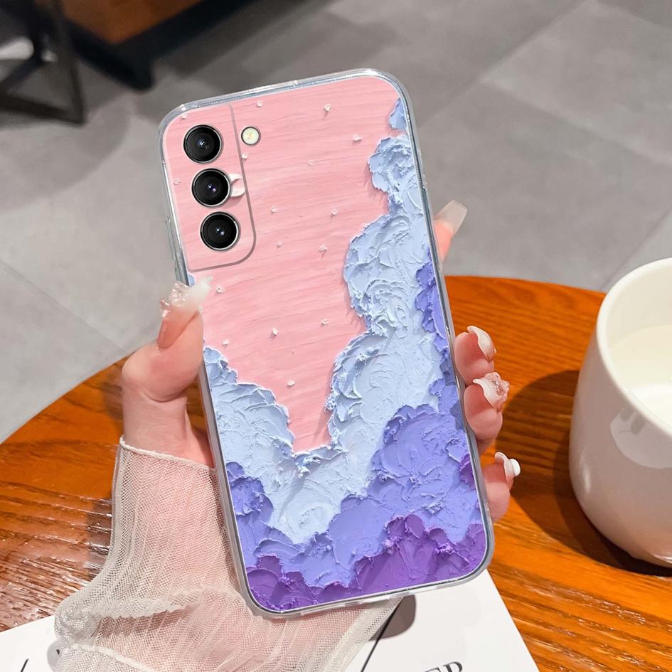 Back Cover For Samsung S21 S22 S23 Ultra Plus S6 S7 S9 Edge Bumper Case Screen Protector Luxury Graffiti Butterfly Silicone Soft TPU Transparent Shell