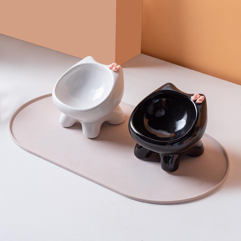 1Pcs Pet Food Bowl 15-Degree Angle Cat Bowl To Protect The Cat'S Neck And Prevent Pressure On The Whiskers Pet Supplies