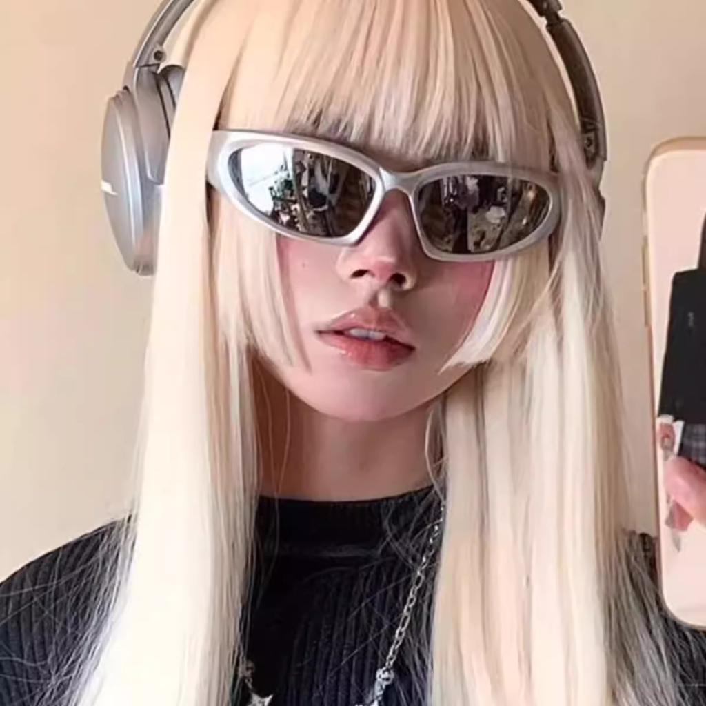 Y2K Sunglasses Men'S And Women'S Cyberpunk Glasses Technology Sense Sunglasses High Sense Cycling Silver Goggles