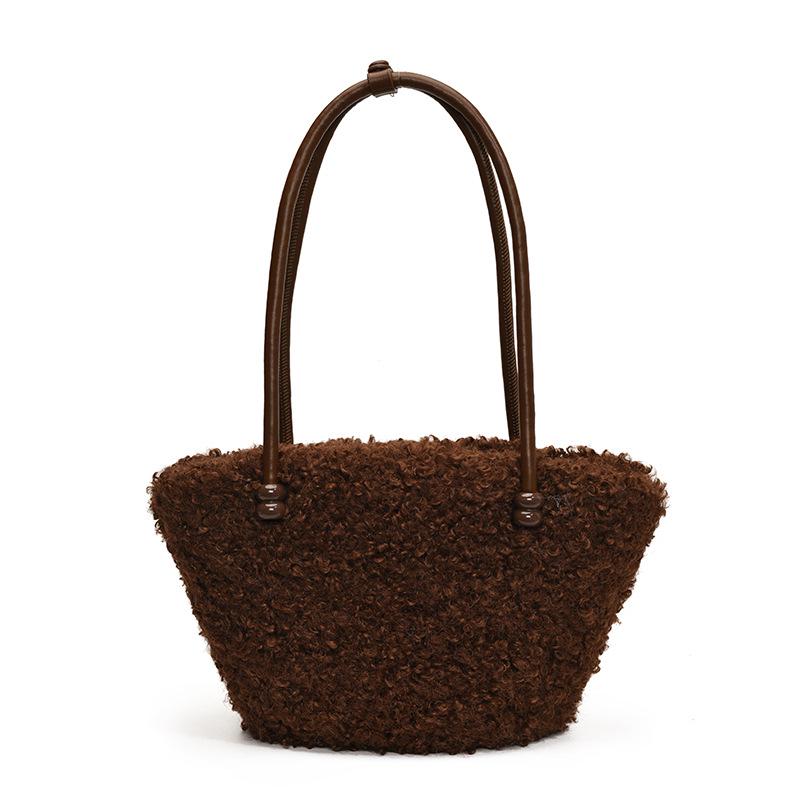 Handtas van nep lamswol in Koreaanse stijl - Pluizige niche design schouder- & okseltas voor herfst/winter