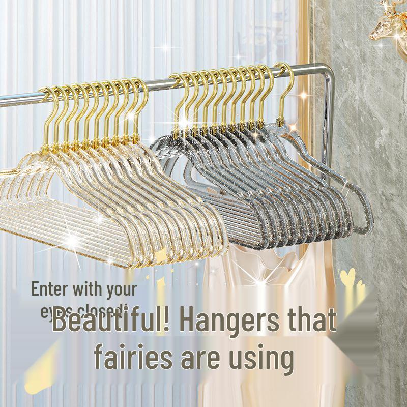 

Акриловая женская вешалка без следов - Прозрачный кристалл с золотой пудрой, дизайн для домашнего использования. Fairy Hanger with Gold Hook - Pink