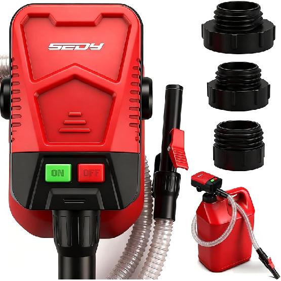 Automatic Fuel Transfer Pump With Auto-Stop Sensor(3.2 GPM), Battery Operated Gas Can Pump With 3 Can Adapters, Extra Long Hose, Portable Fuel Pump
