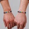 Rainbow Pride Bracelets for Gay Lesbian,Waterproof Rainbow Flag Stainless Steel Long Bar Leather Wristband,LGBTQ Pride Month