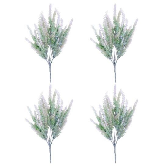

4Pcs Artificial Lavender 5 Fork UV Resistant Fake Plastic Flower Home Wedding Party белый