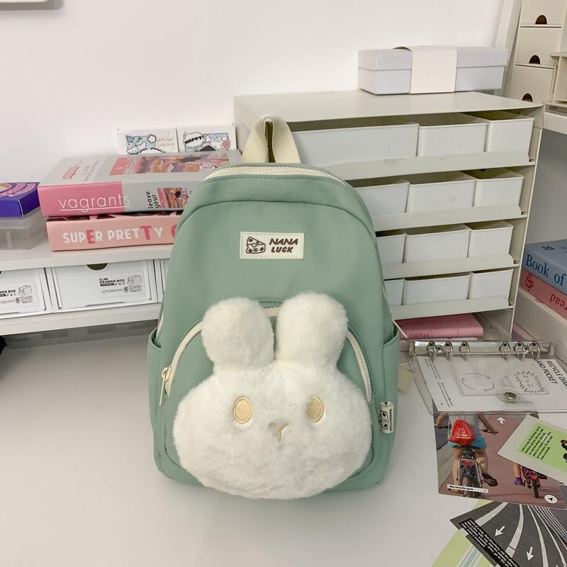 BrandNew Small Schoolbag for Female College CampusUses  Solid Color Rabbit Backpack  Japanese Style Ins Style  Cute Girl Cute Young Girl Backpack