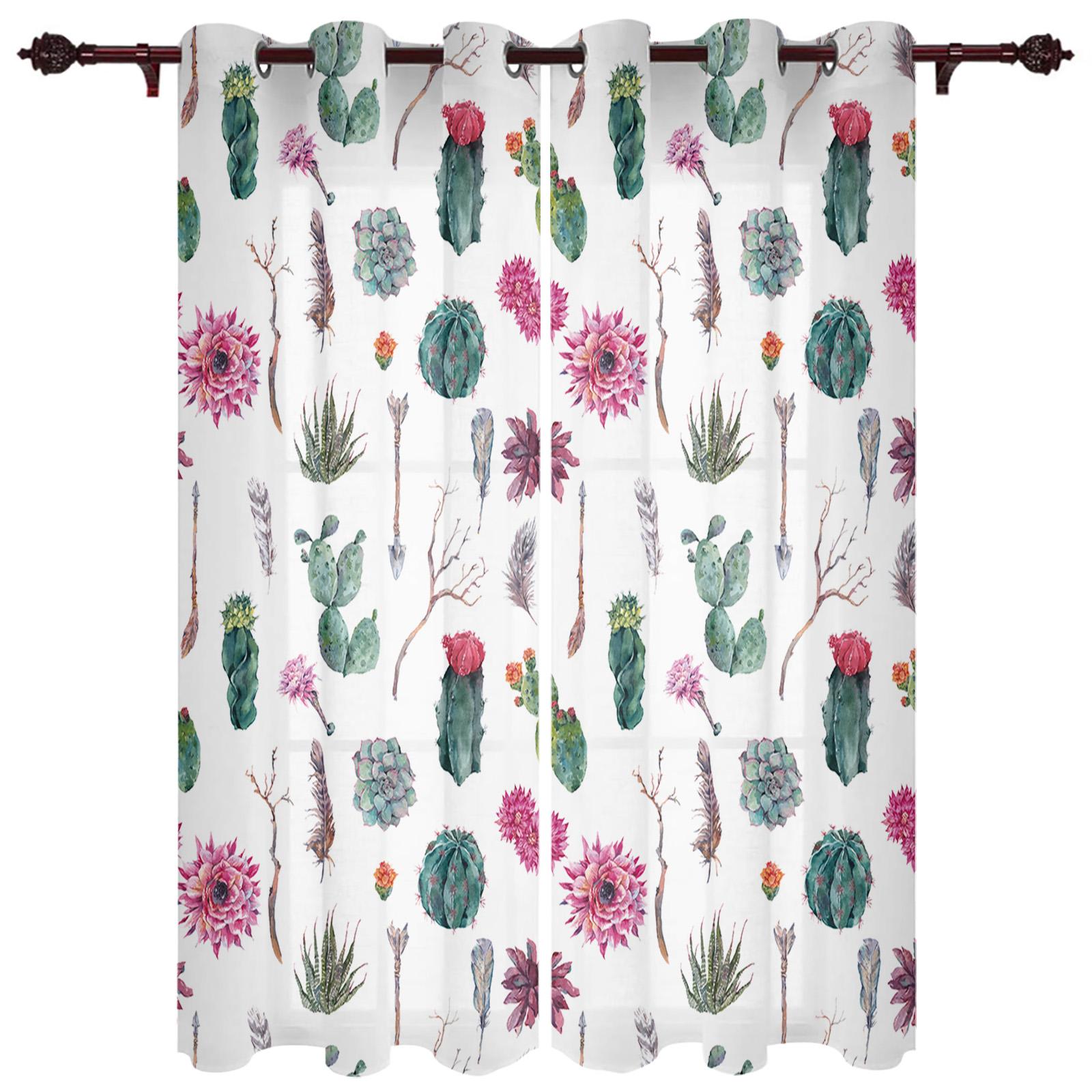 

Пасторальные растения, сочные цветы, оконные шторы для гостиной, спальни, современные кухонные жалюзи, шторы, шторы 135W x 60H(cm) x1