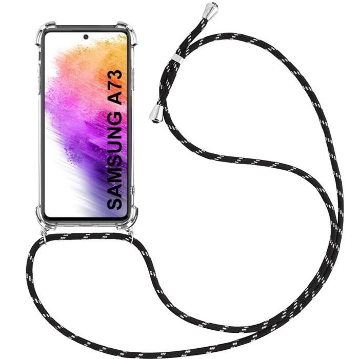 Coque - PROSHOP - A73 5G - Fine Transparente TPU - AntiChoc - Cordon Noir