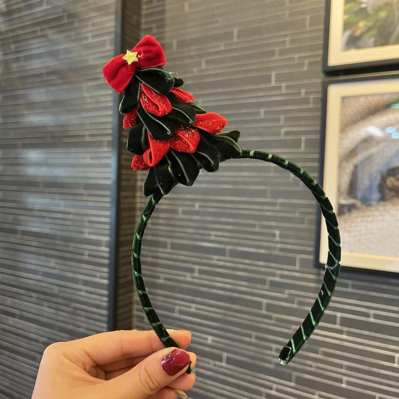 2025 Weihnachtsbaum Samt Schleife Stirnband & Haarspangen Set für Kinder