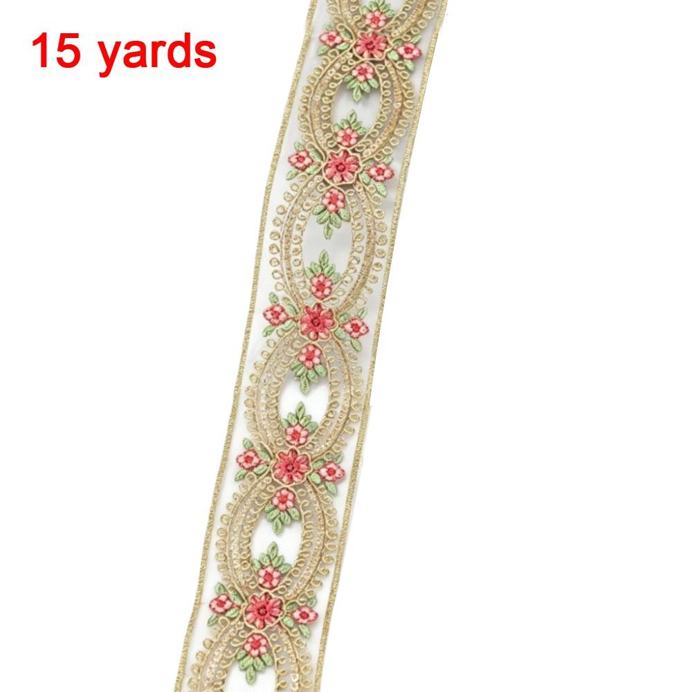 4.5cm Width Fabric Webbing Ribbon Gold Thread Sequins Embroidery Lace Fabric For Dress Decoration