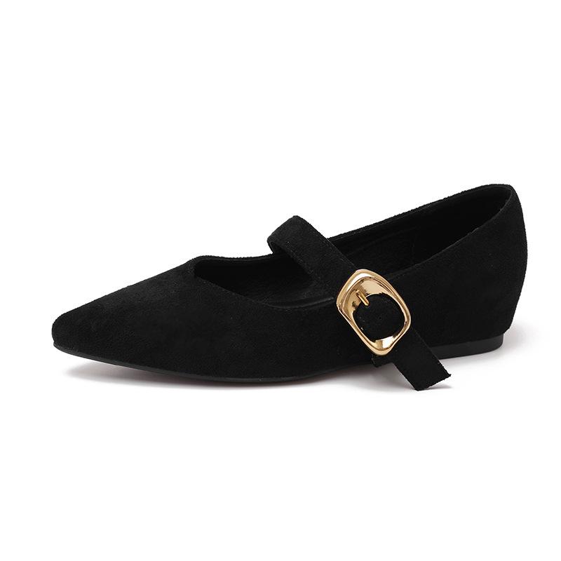 

Designer Luxury Thick Heel Women Mary Jane Shoes Fashion Shallow Pointed Shoes 2026 Spring Female Internal Increase Dress Pumps 35 чёрный
