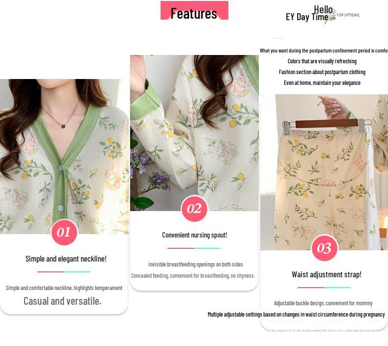 Breathable Maternity Nightgown with Built-in Bra for Labor, Breastfeeding, & Postpartum - Spring & Autumn Style