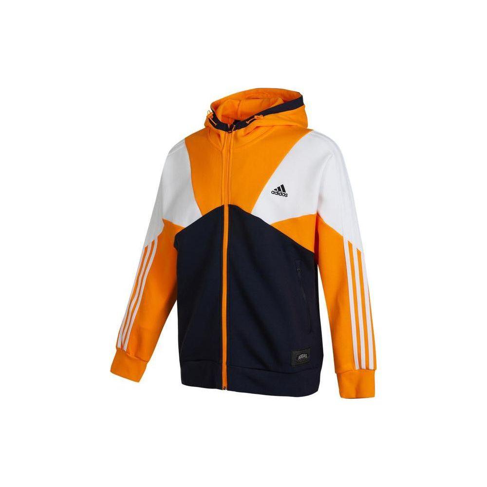 

adidas Color Block Full Zip Hooded Jacket Navy Orange White Men s HE7471 L