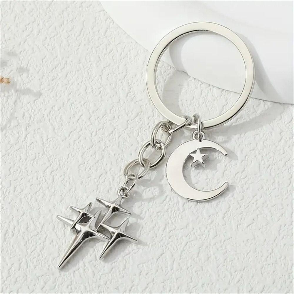 Bag Pendant Star Moon Key Rings Metal Star Keychains Creative Y2K Keychains  Handbag Decoration