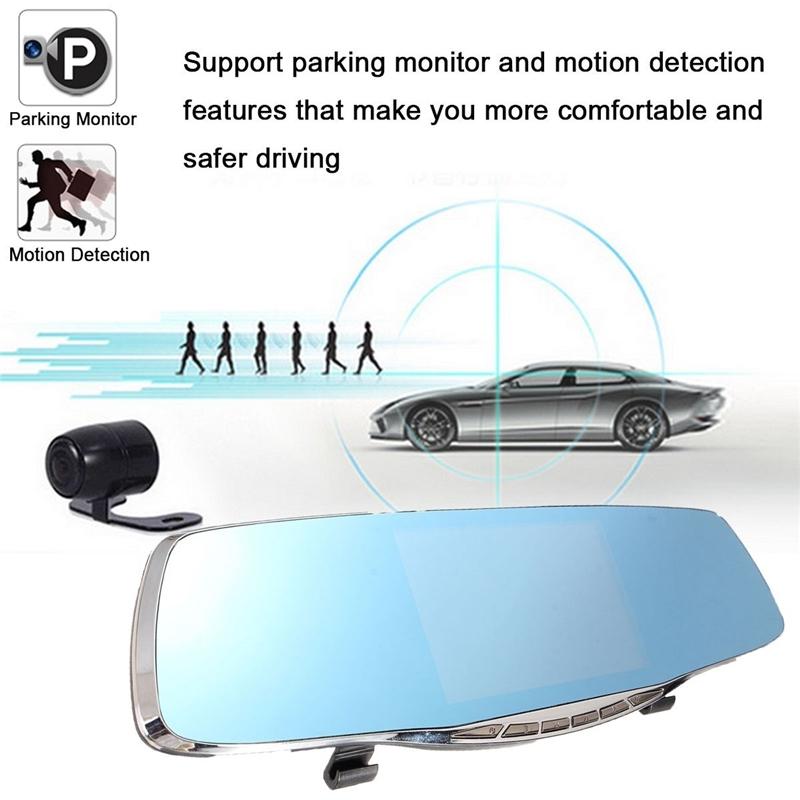 5inches HD 1080P LED Screen G-sensor Dual Lens G-sensor Rearview Mirror Vehicle DVR Night Vision 