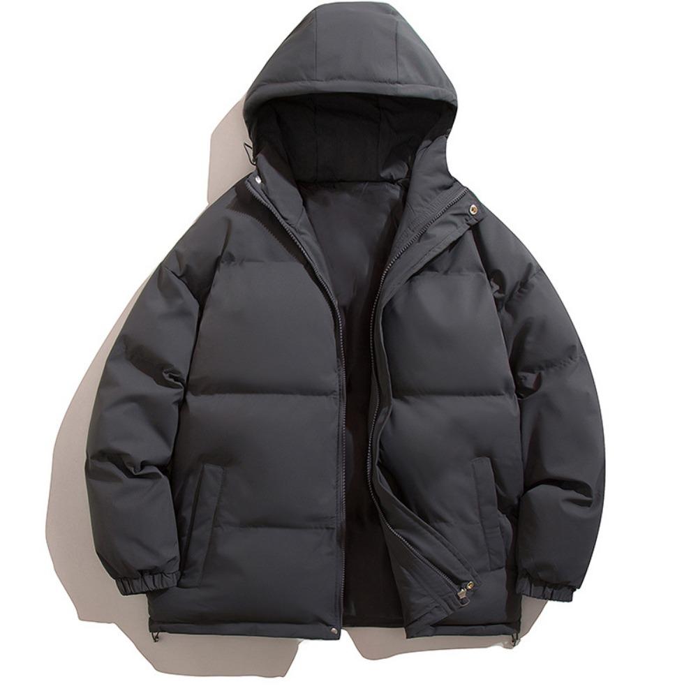 Cotton-padded clothes outdoor autumn and winter new solid-color hooded warm cotton-padded clothes trendy loose and versatile men's jackets