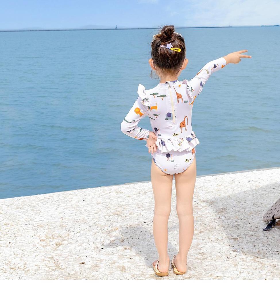 Ny sommerbabydrakt til jenter, bikini, tegneserietrykk, babygutter, langermet, solkrem, strandbadetøy
