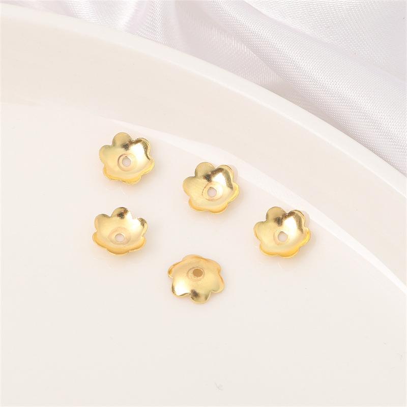 14K Gold Filled Flower Cap Bracelet DIY Jewelry Accessories with White Gold Beaded Spacers