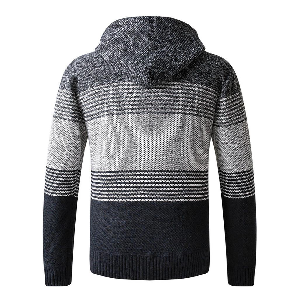 Und Winter Herrenmode Lockerer Cardigan Warmer Revers Kapuzenjacke Pullover