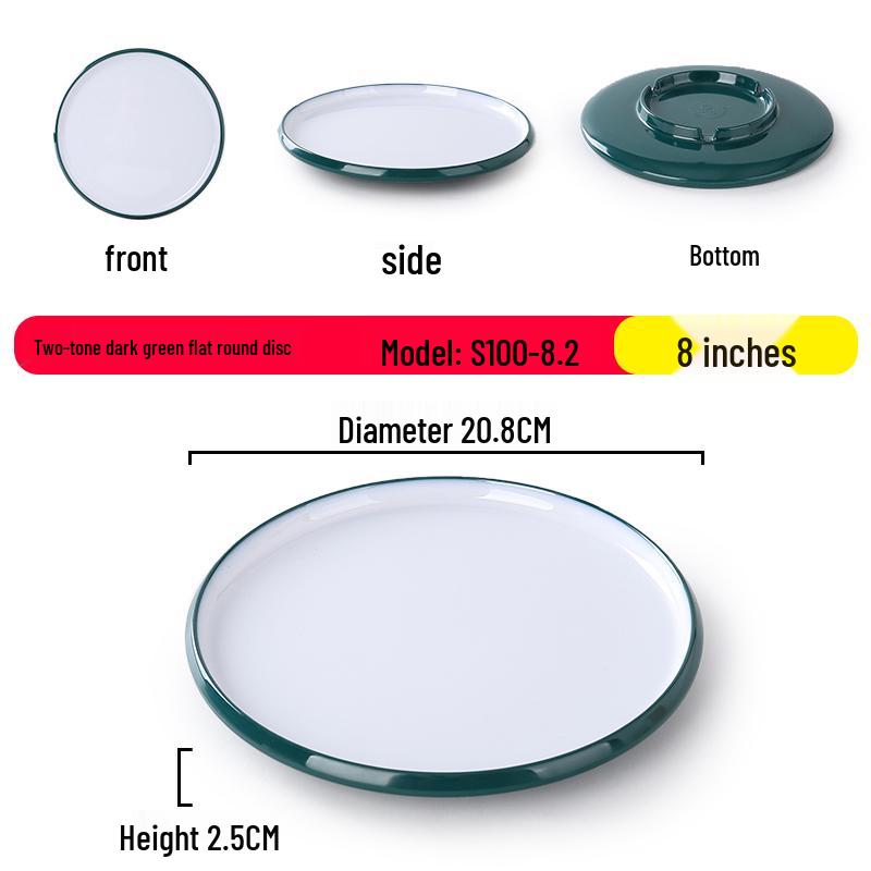 Nordic Round Melamine Shallow Plate for Buffets and Stir-Fry Dishes