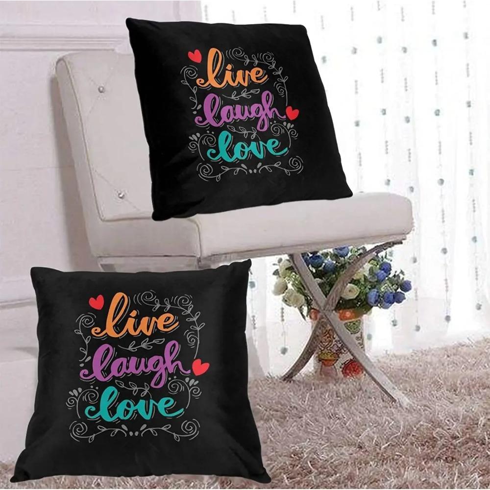 Live Laugh Love Motivational Quote Pillow Covers Square Cushion Cover for X Inch  Pack for Couch Sofa Bed Decorative