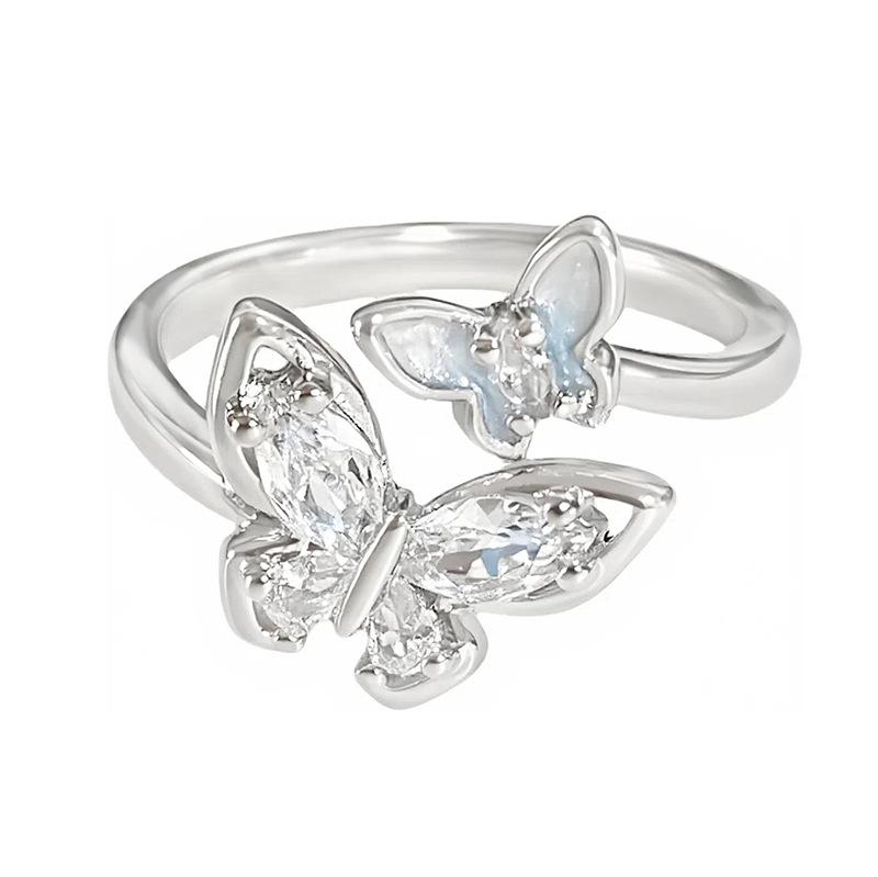 [Schmetterling Schatten Streamer] Schmetterling Emaille Tropföl Zir*****Pening Ring Nische Leichter Luxus High-End Gefühl Stapelring Frau