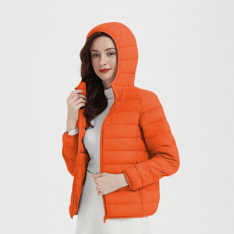 2023 Women's Short White Duck Down Jacket - Lightweight, Hooded, Korean Style, Autumn/Winter, Loose Fit, Stand-up Collar.