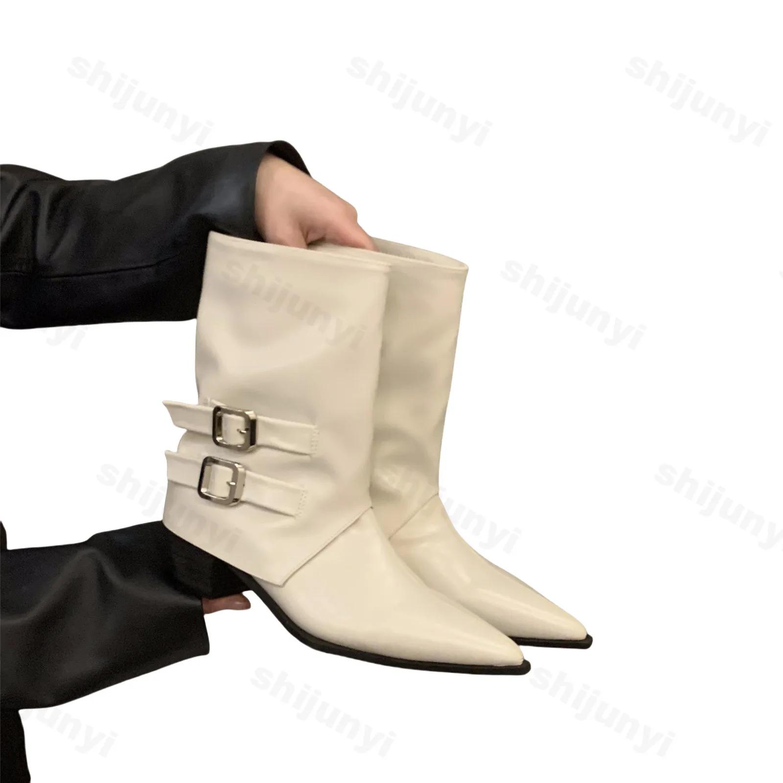 Дизайн Сексуальные Остроносые Ботильоны на Щиколотке с Пряжкой Ремня Модные Ботильоны — фото 6