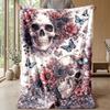 Skulls and Floral Butterflies Theme blanket Lightweight Warm Flannel Blanket Decorative Throw Blanket for Home Decoration