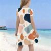 Girls Round Neck Short Sleeve Abstract Printed A Line Flared Dress