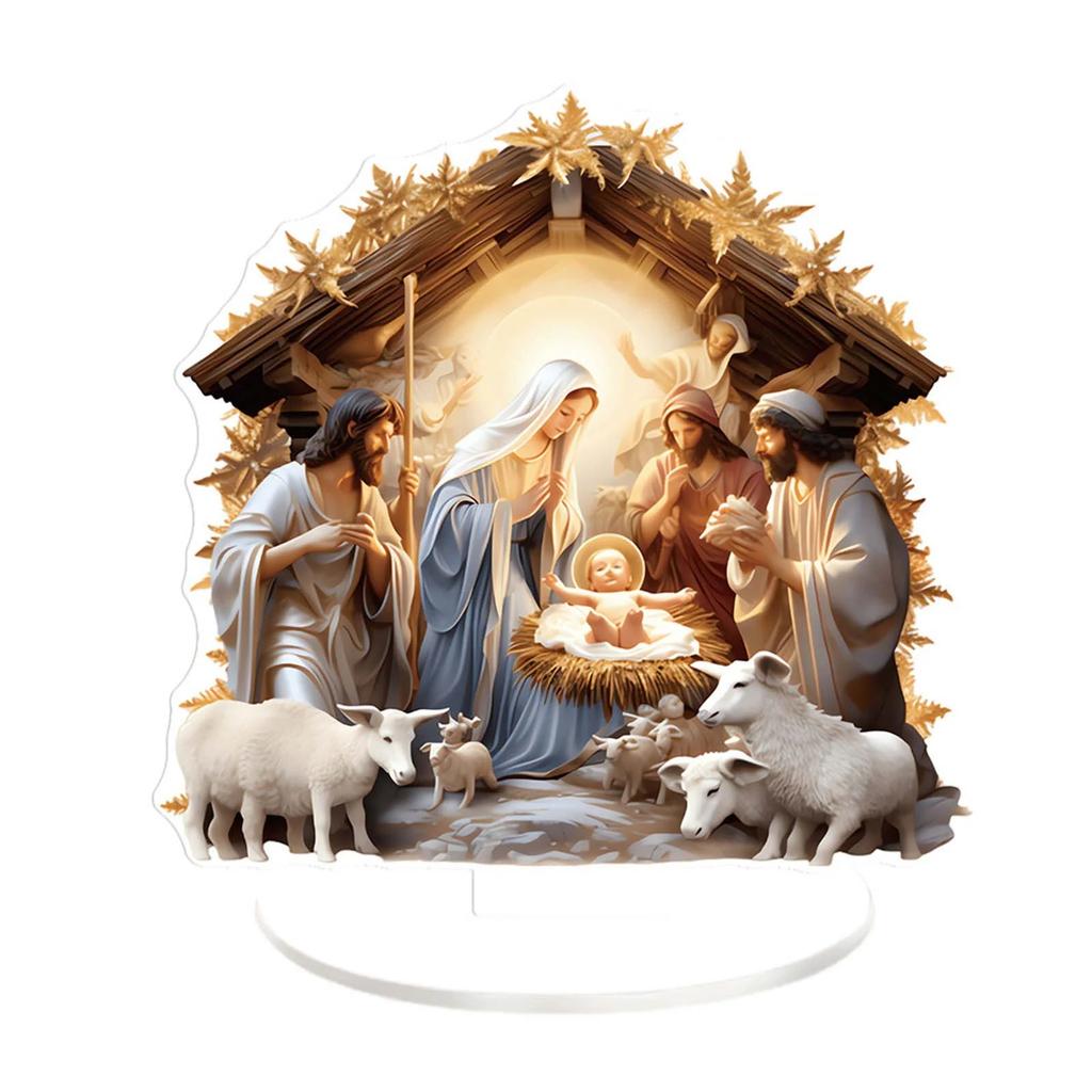 2D Flat Acrylic Christmas Nativity Scene Set, Christmas Interior Christmas Scene Set, Christmas Nativity Scene Set And Figure Model, Suitable