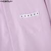 INCERUN Summer Men Layers Short Sleeve Patchwork Buttons Down Oversized Irregular Shirts Tops