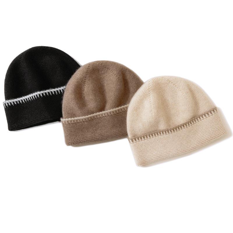 Unisex 100% Pure Cashmere Beanie with Ear Protection - Autumn/Winter Casual Knit Hat