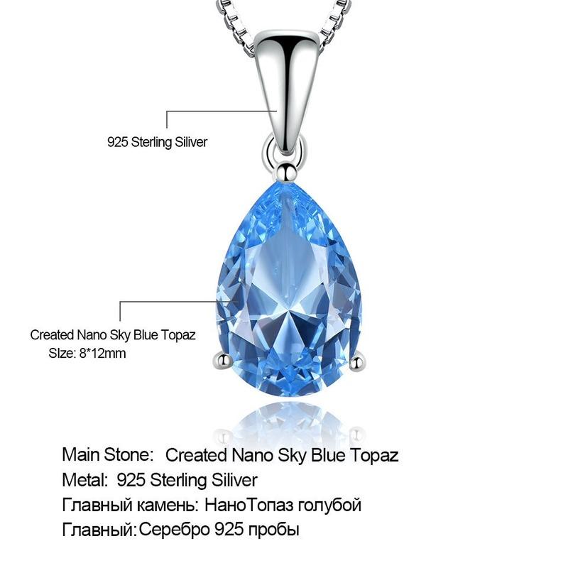 100% 925 Sterling Silver Pendant  Necklace for Women High Quality Gemstone Simple Blue Emerald Wedding Party Fine Jewelry Gift