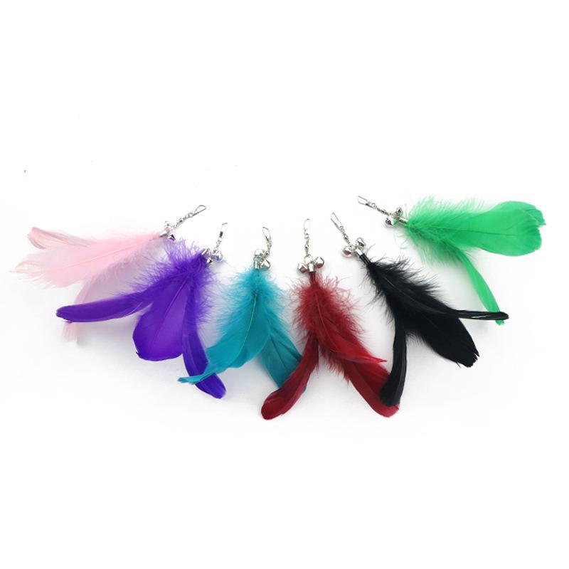 Cat Teaser Stick Replacement Head Bite-Resistant Feather Belt Bell Cat Toy Set Pet Supplies Kitten Relief Bite-Resistant Fang