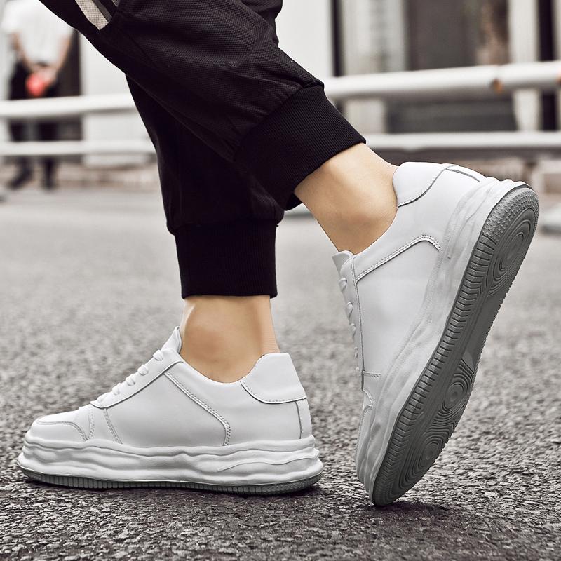 Brand Lift Men Sneakers Casual Elevator Shoes Heightening Height Increase Insole 8CM High Heels Shoes Genuine Leather Sports