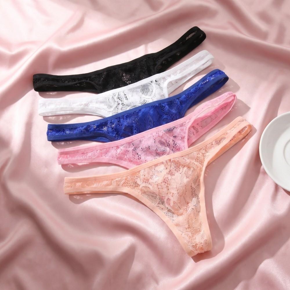 Underpants Men's Sheer Lace Panties Low Waist Male Briefs Men Lace Hollow Thongs Summer