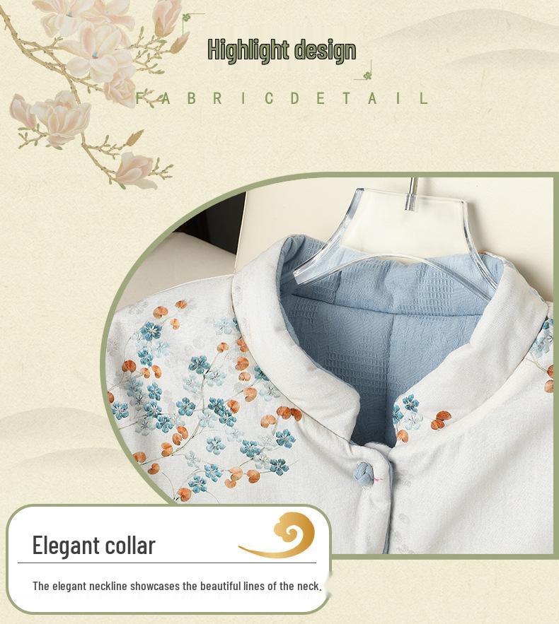 Chinesischer Baumwollmantel für Mama - Damen Langarm Wende-Oberbekleidung mit Froschknopf und Stehkragen für Herbst/Winter Wärme