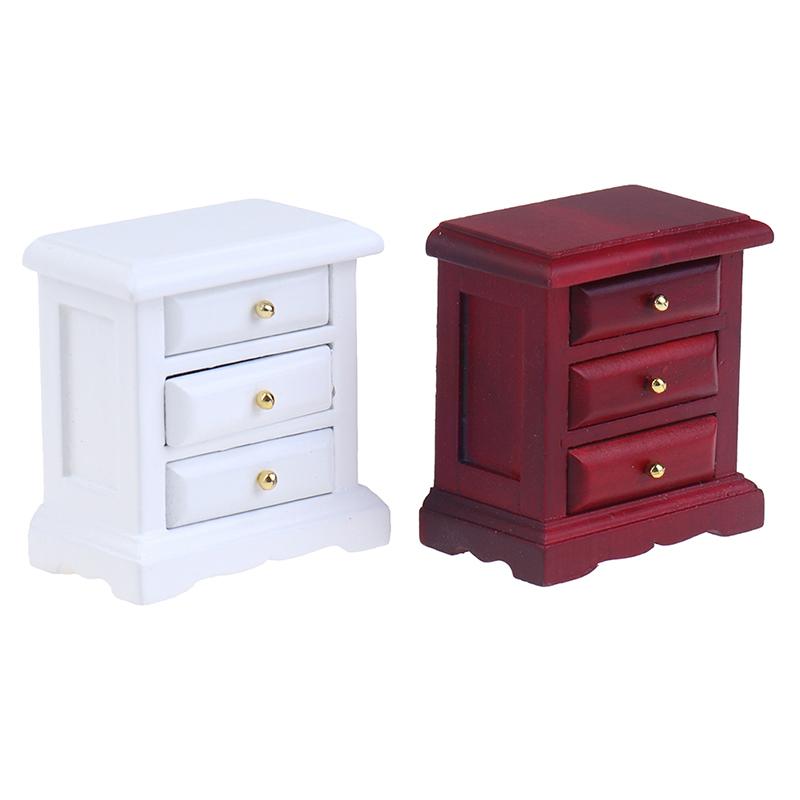 1:12 Dollhouse Miniature Bedside Cabinet Drawer Cabinet Doll House Bedroom Decor