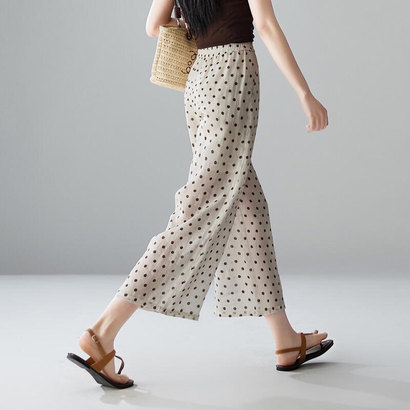 SOFSIL 2026 Summer Polka Dot High-Waist Wide-Leg Cropped Pants