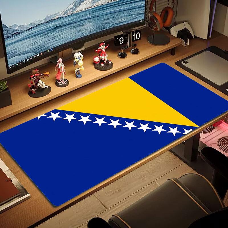 Bosnia Herzegovina Flag Large Size Mouse Pad Large Gaming Table Cushion Nonslip Laptop Tablet Big Mousepad Xxl Mat Mini Pc Playmat With Lock Edge