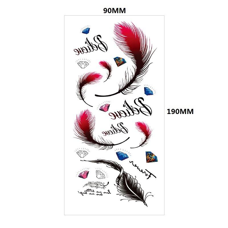 English Tattoo Sticker Feather Red Lip Totem Arm Circle Set Simulation Waterproof Tattoo Sticker